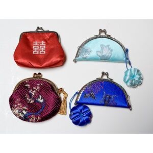Set of 4 Chinese silk coin purses